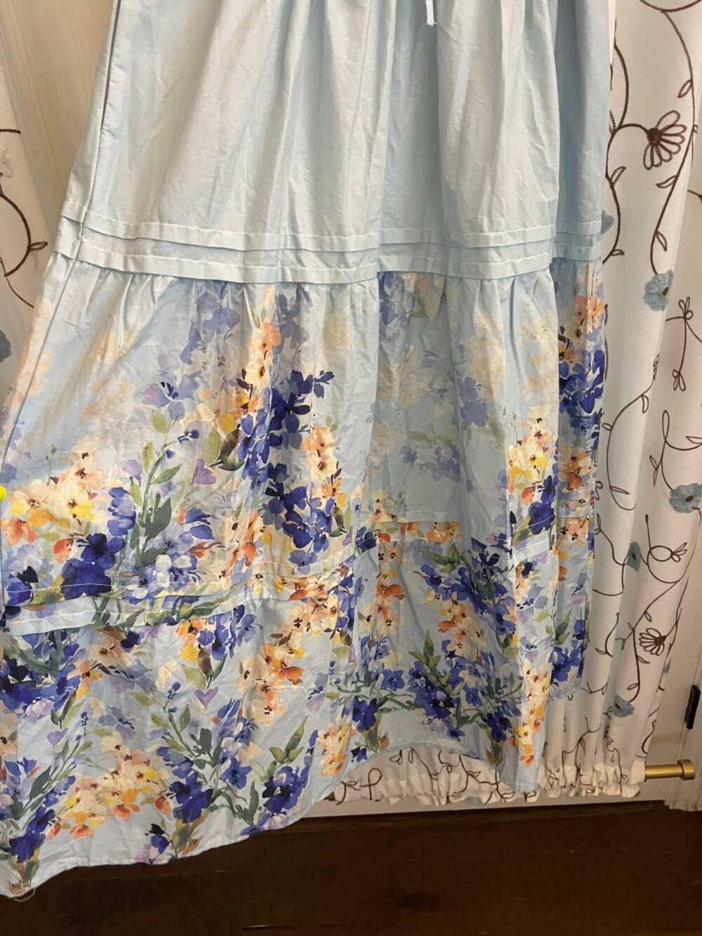Like New Women's Sz S Rachel Zoe Light Blue Floral Tiered Maxi Dress - Picture 7 of 8